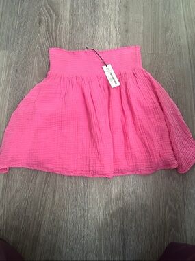 Michael Stars Hot Pink Smocked Waist Circle Skirt